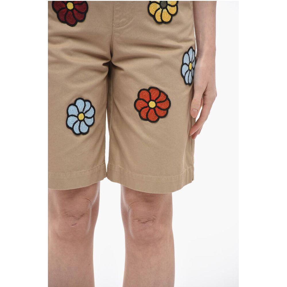 JW ANDERSON Coated Cotton Bermuda Shorts with Crochet Patche