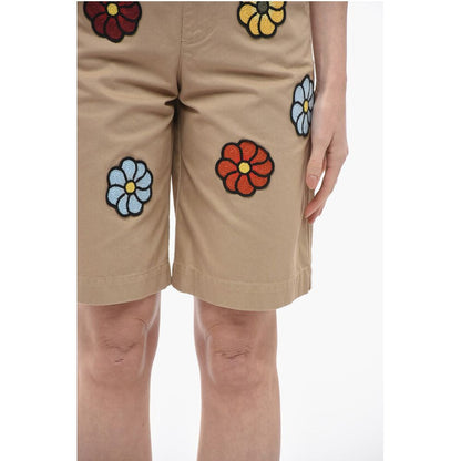 JW ANDERSON Coated Cotton Bermuda Shorts with Crochet Patche