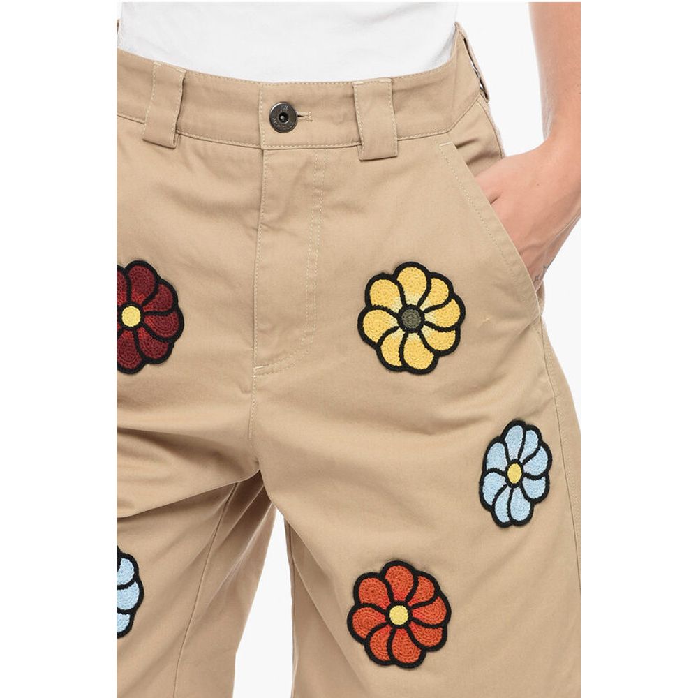 JW ANDERSON Coated Cotton Bermuda Shorts with Crochet Patche
