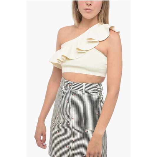 Asymmetric Cropped Top with Ruffles