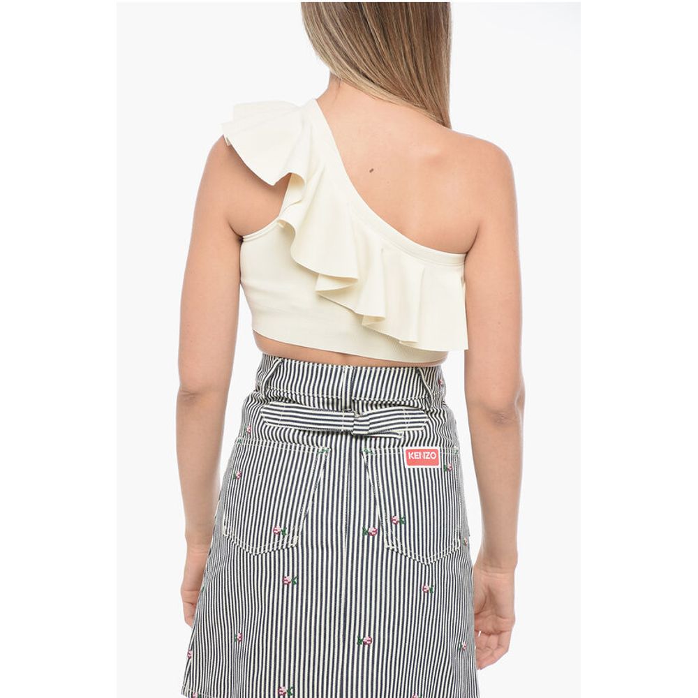 Asymmetric Cropped Top with Ruffles