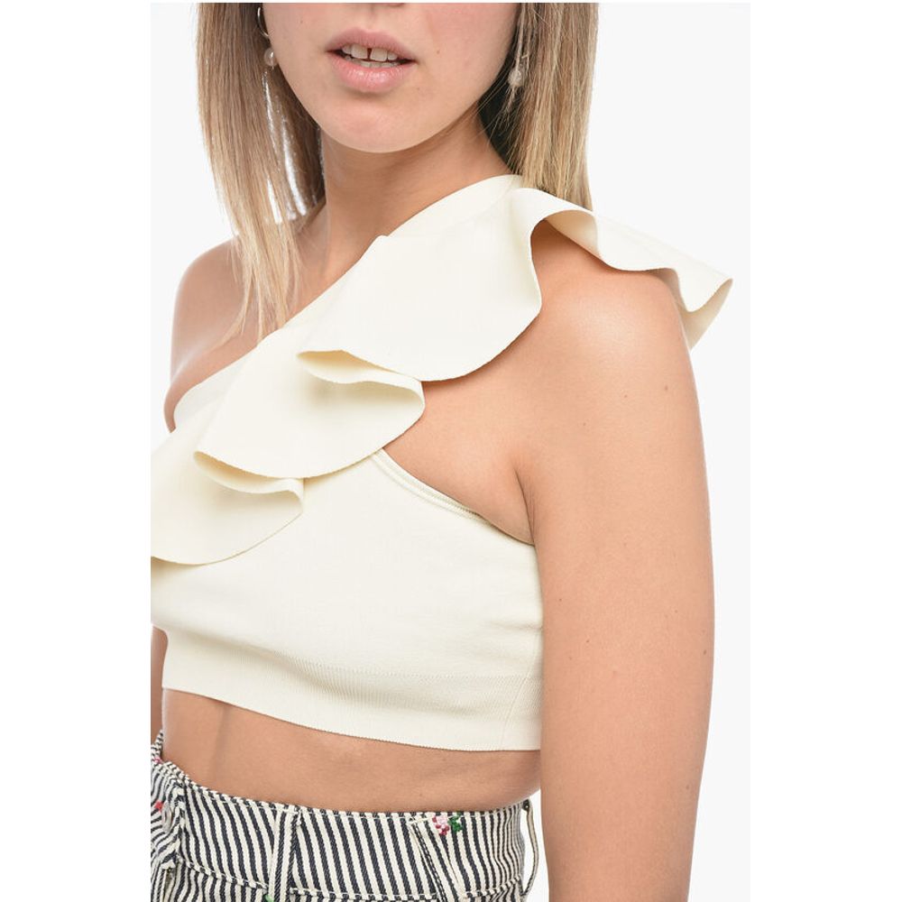 Asymmetric Cropped Top with Ruffles