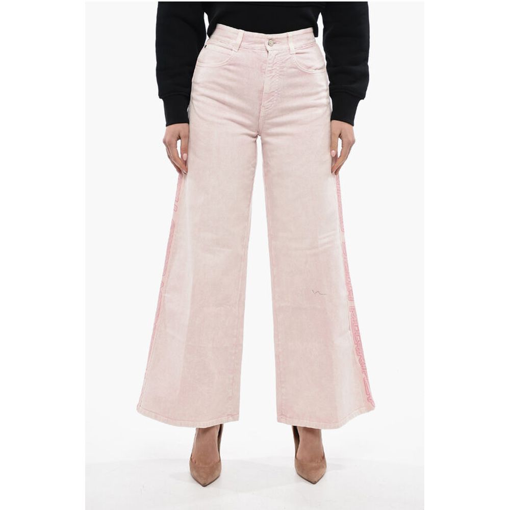 5 Pocket Wide Leg Pants with Logoed Bands