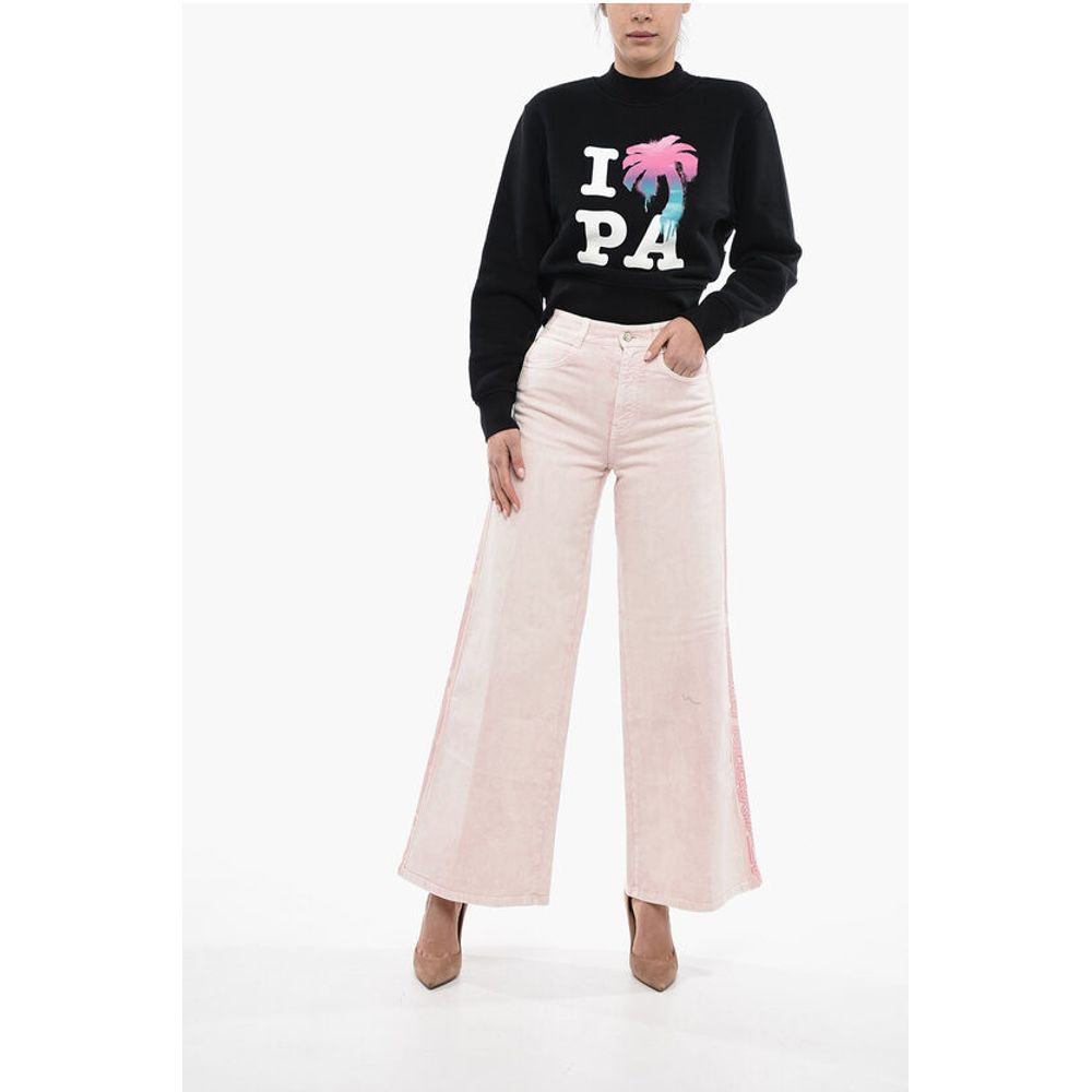 5 Pocket Wide Leg Pants with Logoed Bands