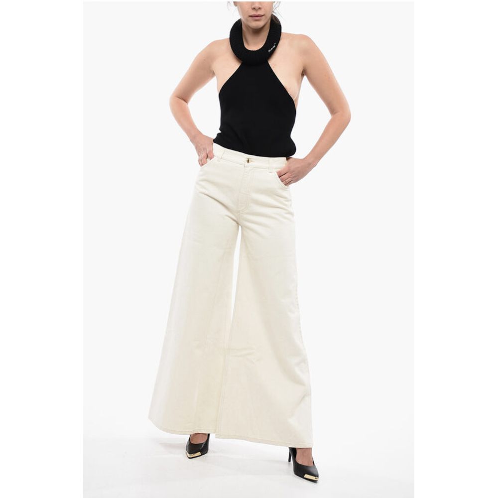 5 Pocket Cotton Blend Palazzo Pants