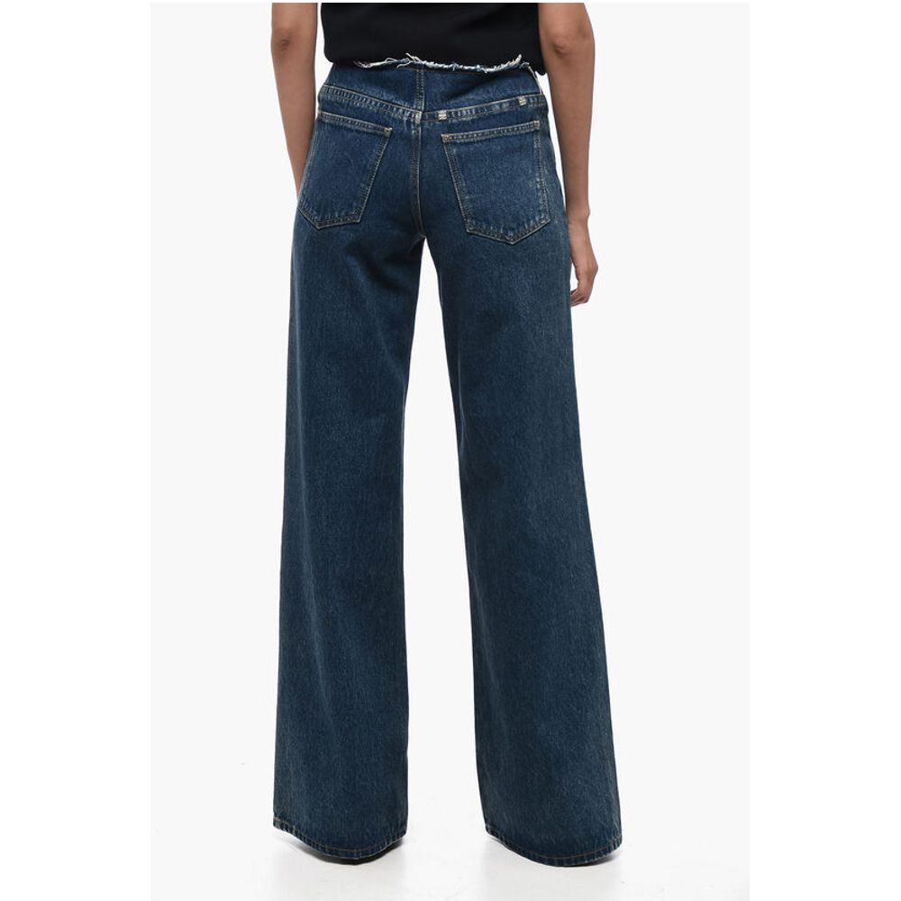 Dark Wash Palazzo Denims with Raw-cut Detail 30cm