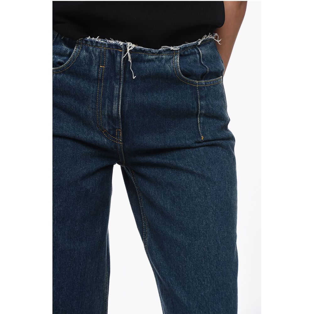 Dark Wash Palazzo Denims with Raw-cut Detail 30cm