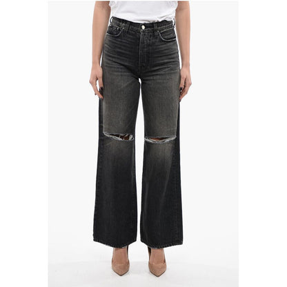 Wide Fit High Rise Jeans With Distressed Details 27cm