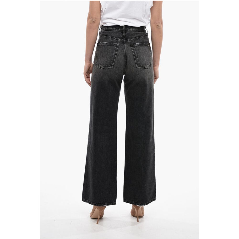 Wide Fit High Rise Jeans With Distressed Details 27cm