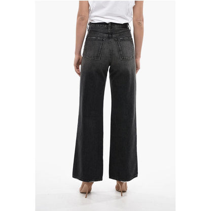 Wide Fit High Rise Jeans With Distressed Details 27cm