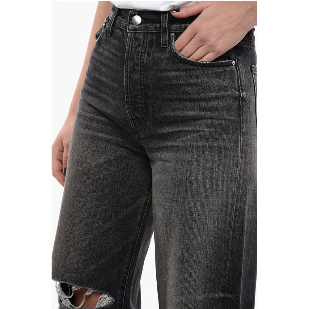 Wide Fit High Rise Jeans With Distressed Details 27cm