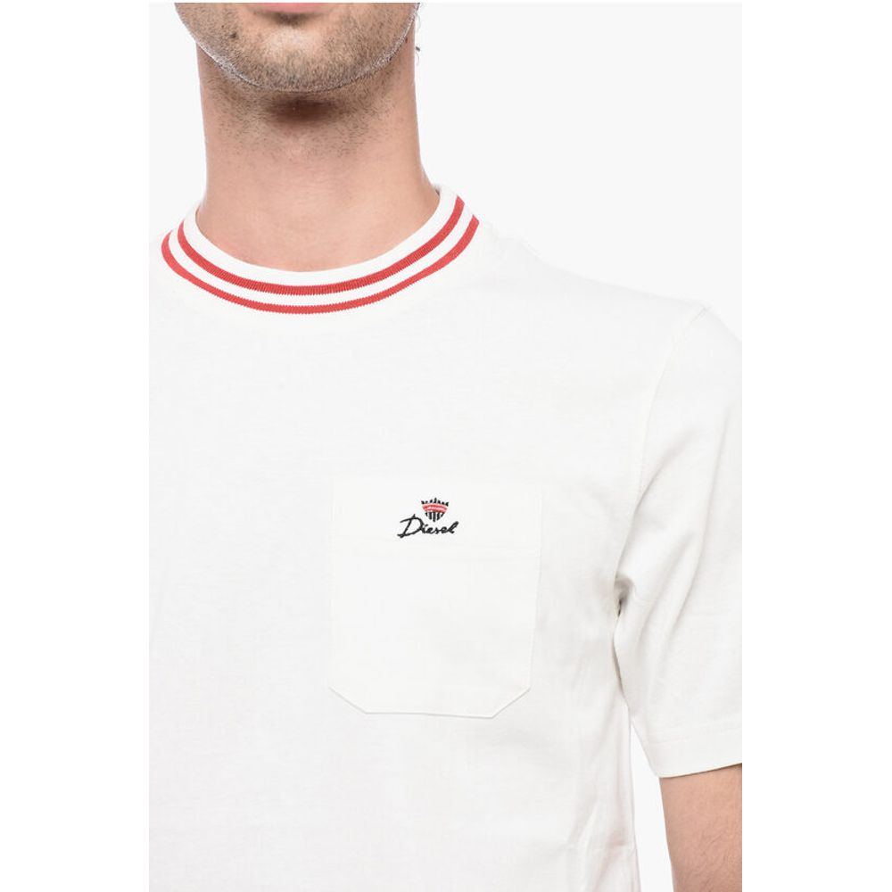 Crew-Neck JUST T-shirt with Contrast Trim and Breast Pocket
