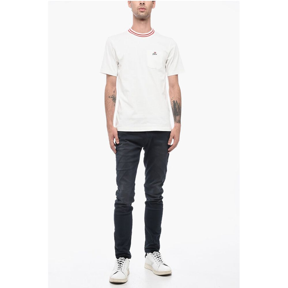 Crew-Neck JUST T-shirt with Contrast Trim and Breast Pocket