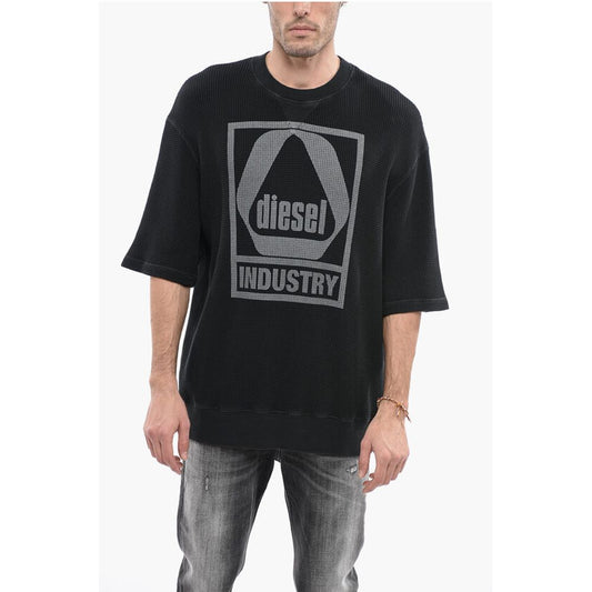 Honeycomb Motif Short Sleeve S-COOLWAF Crew-neck Sweatshirt