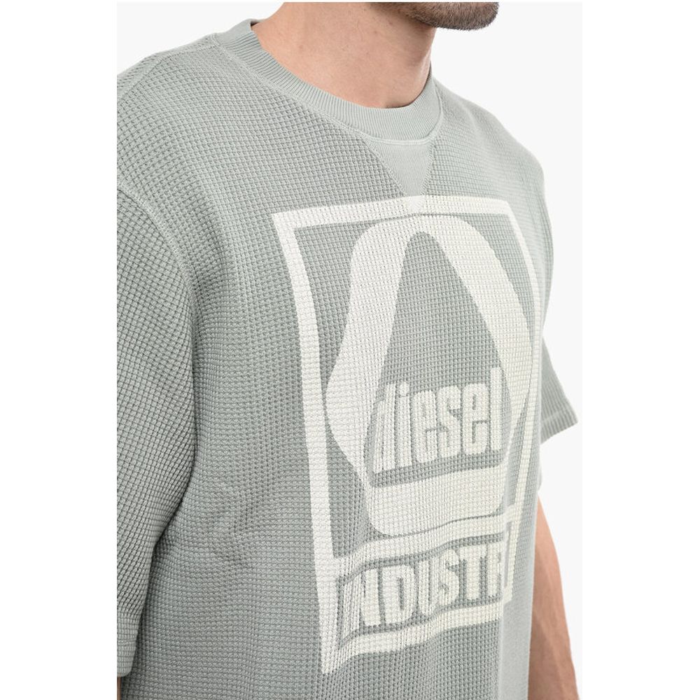 Honeycomb Motif S-COOLWAF Crew-Neck T-shirt with Maxi Print