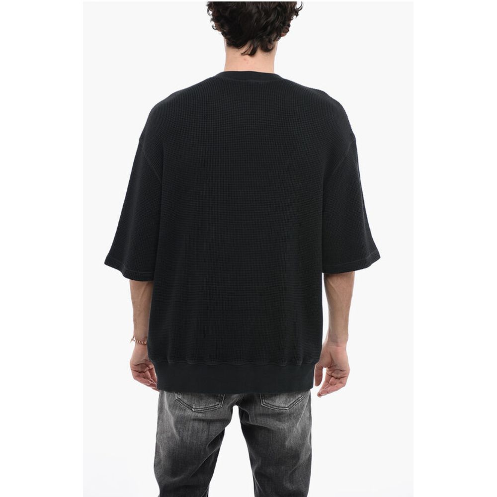 Honeycomb Motif Short Sleeve S-COOLWAF Crew-neck Sweatshirt