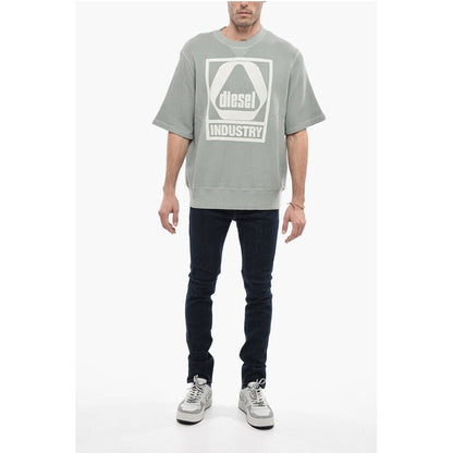 Honeycomb Motif S-COOLWAF Crew-Neck T-shirt with Maxi Print