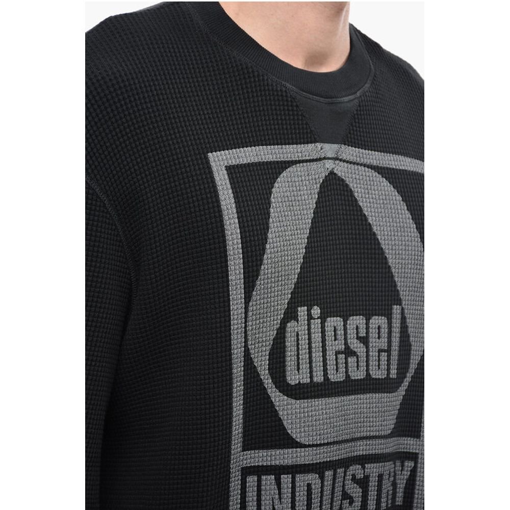 Honeycomb Motif Short Sleeve S-COOLWAF Crew-neck Sweatshirt
