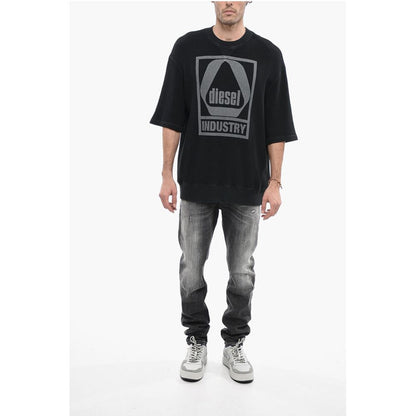 Honeycomb Motif Short Sleeve S-COOLWAF Crew-neck Sweatshirt
