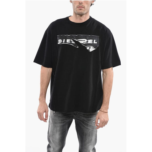 Destroyed Effect Printed T-WASH-POFF Crew-neck T-Shirt