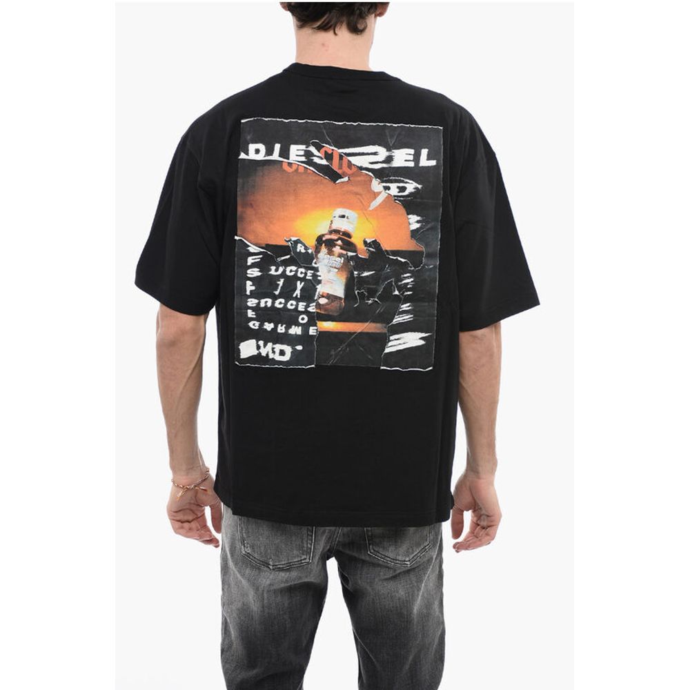 Destroyed Effect Printed T-WASH-POFF Crew-neck T-Shirt