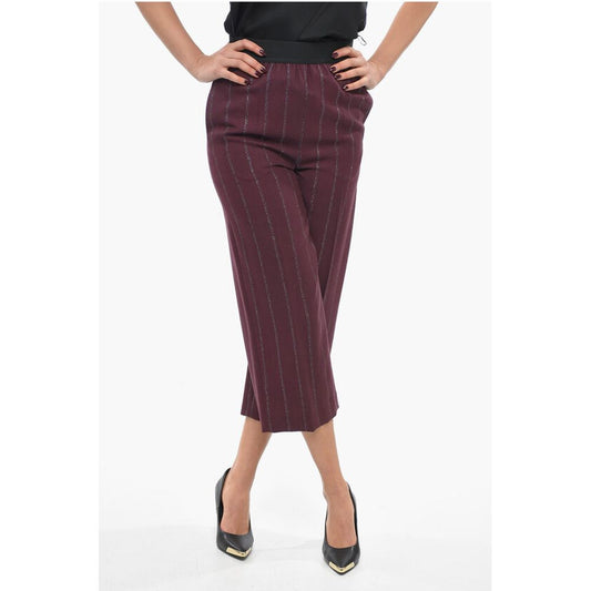 Wool Blend Cropped Fit Pants with Lurex Details