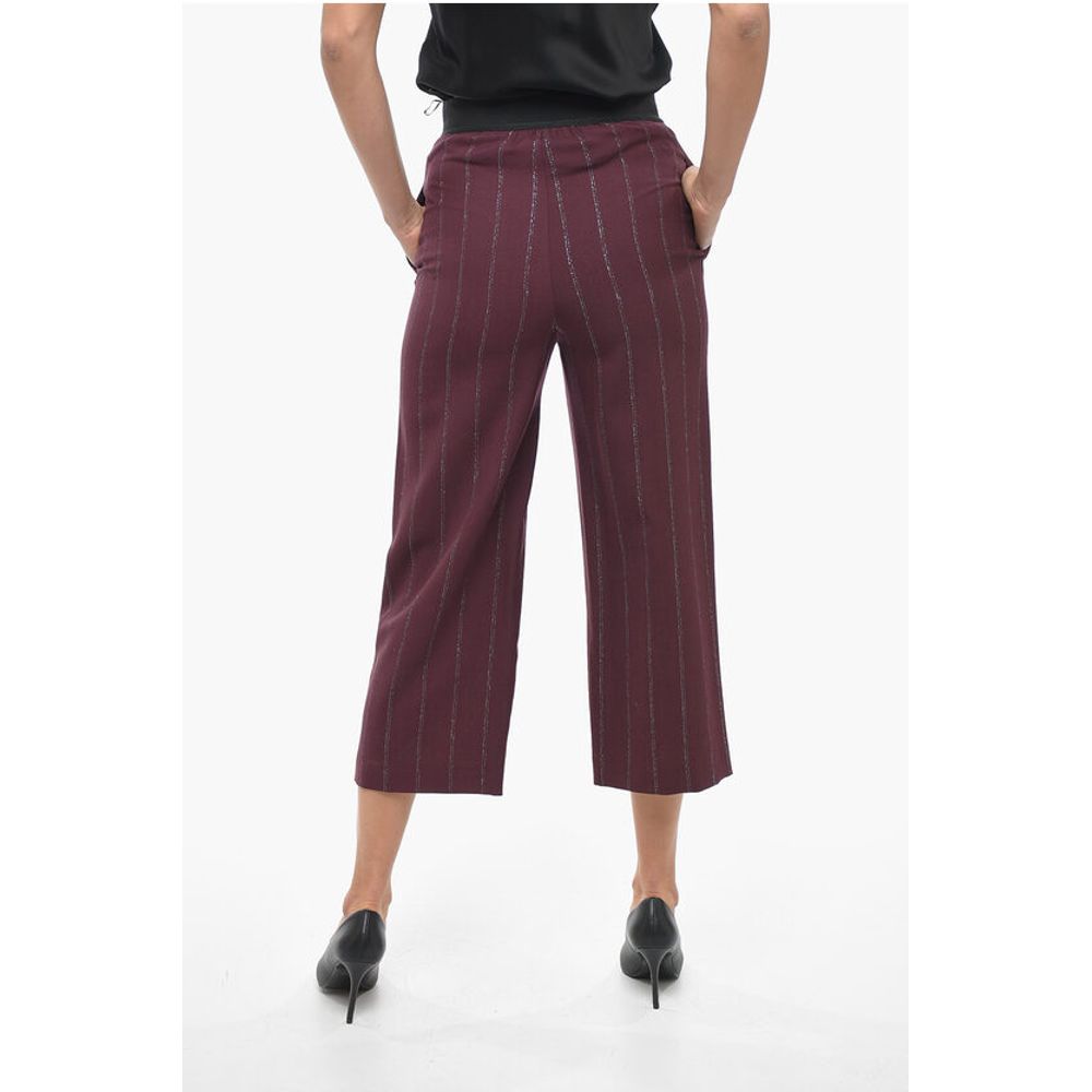 Wool Blend Cropped Fit Pants with Lurex Details