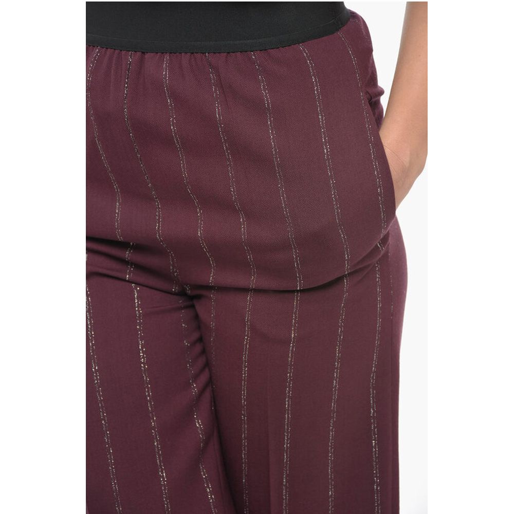 Wool Blend Cropped Fit Pants with Lurex Details