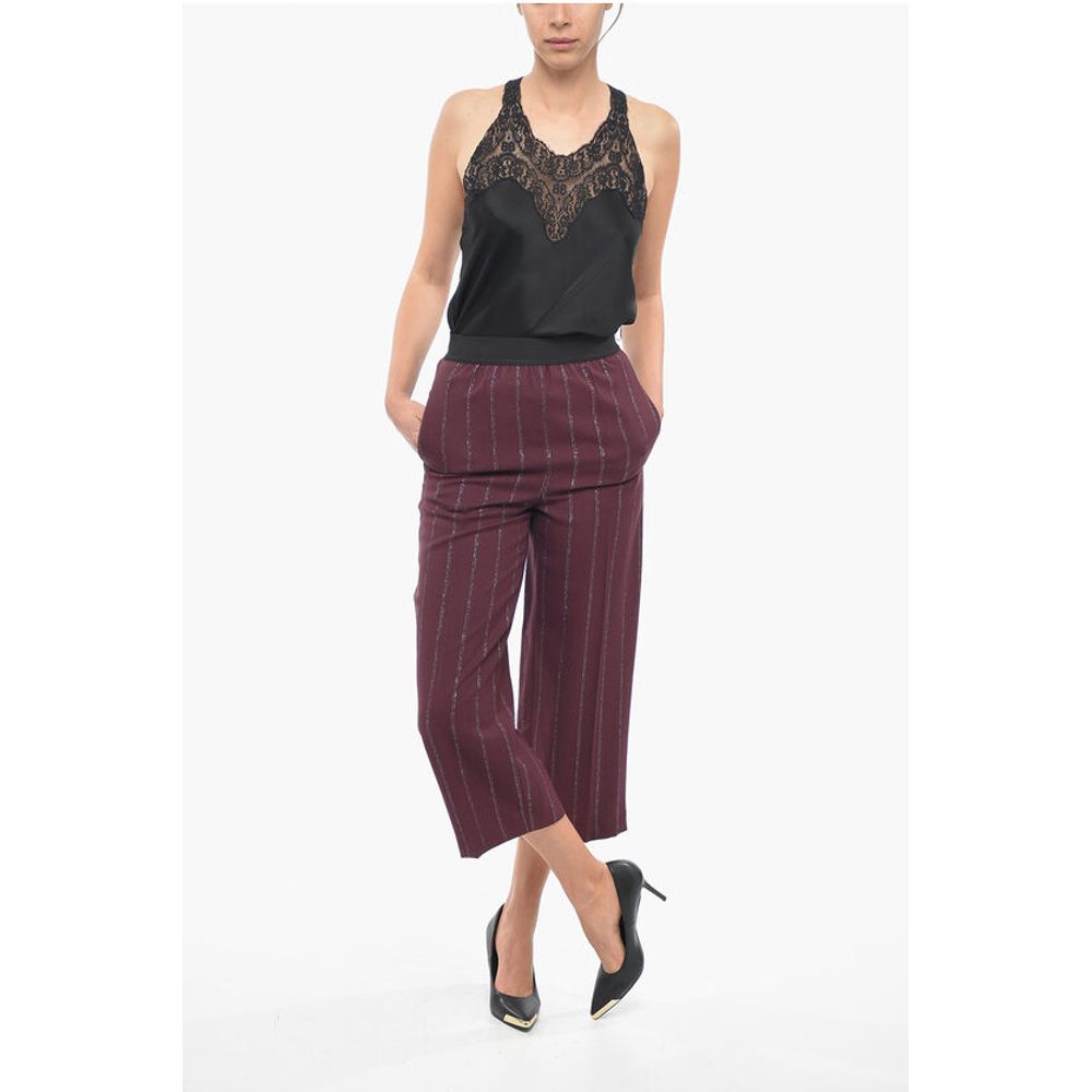 Wool Blend Cropped Fit Pants with Lurex Details
