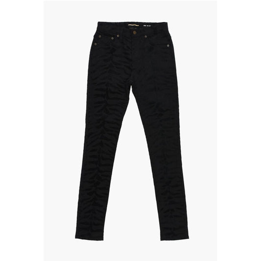 Skinny Fit Denims with Jacquard Tiger Motif