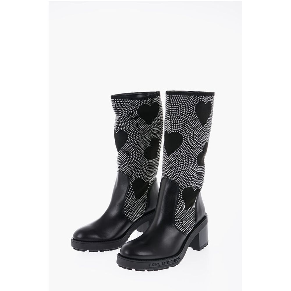 LOVE Studded High-Boots with Leather Details 8cm