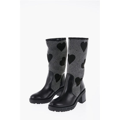 LOVE Studded High-Boots with Leather Details 8cm