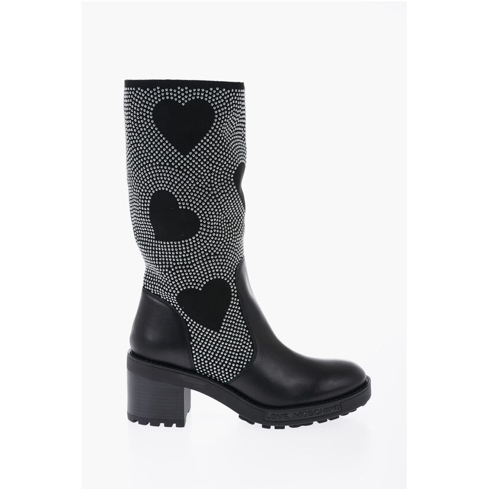 LOVE Studded High-Boots with Leather Details 8cm