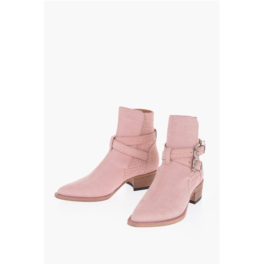 Croco Embossed Suede JODHPUR Western Booties 5cm