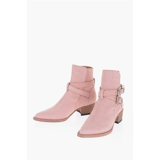 Croco Embossed Suede JODHPUR Western Booties 5cm
