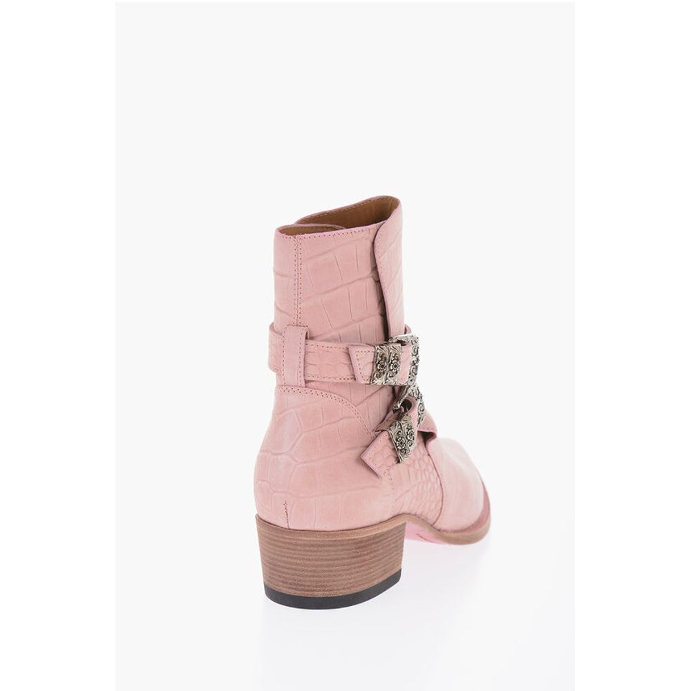 Croco Embossed Suede JODHPUR Western Booties 5cm