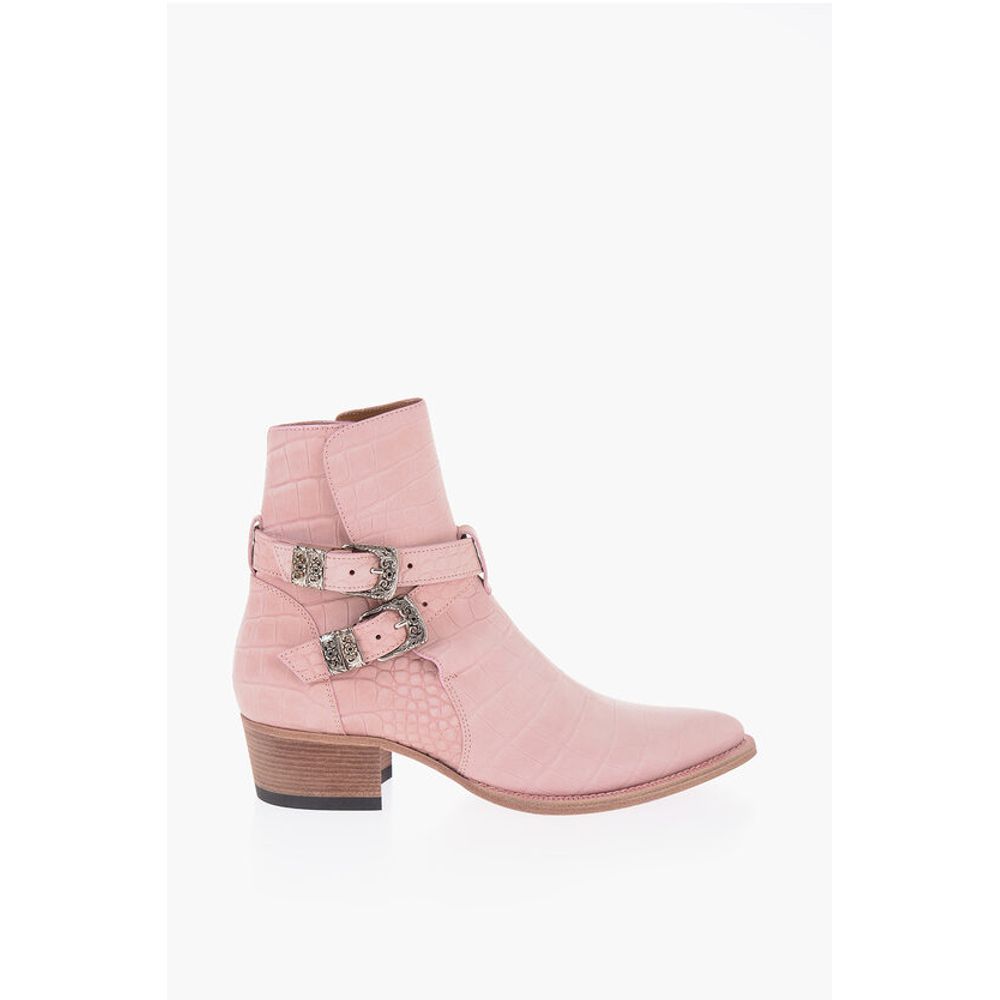 Croco Embossed Suede JODHPUR Western Booties 5cm