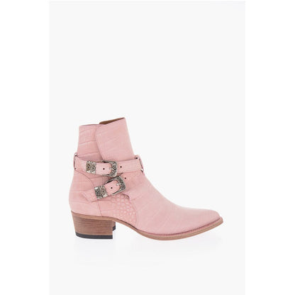 Croco Embossed Suede JODHPUR Western Booties 5cm