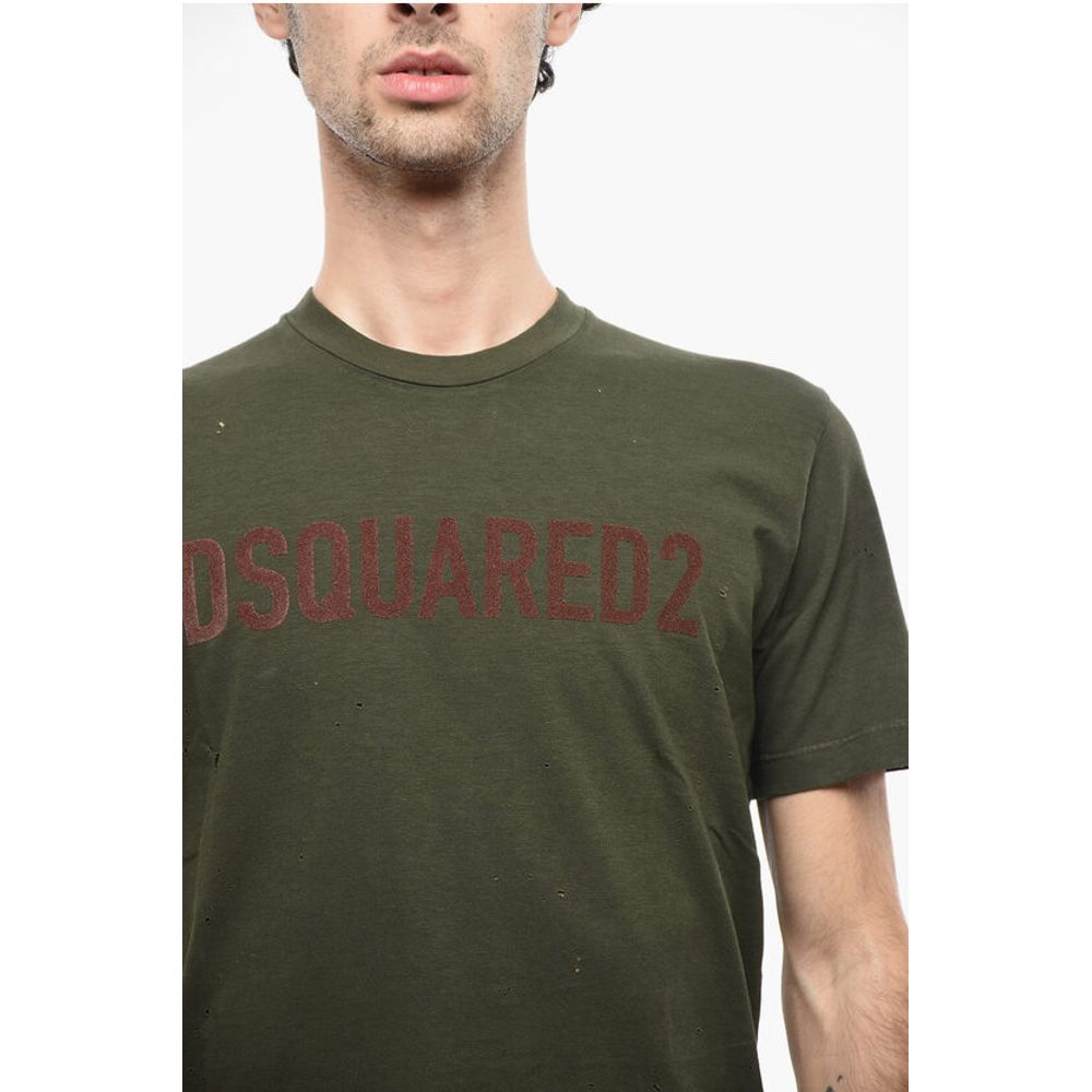 Logoed Cool-fitting T-shirt with Distressed Detailing