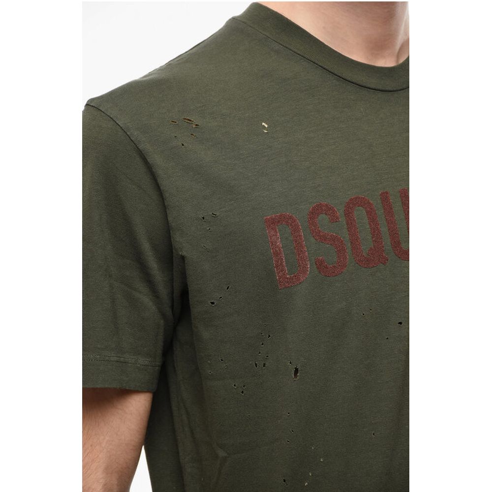 Logoed Cool-fitting T-shirt with Distressed Detailing