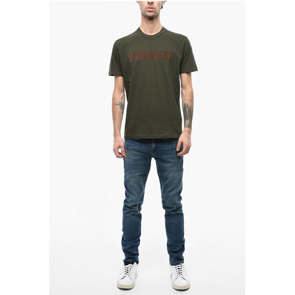Logoed Cool-fitting T-shirt with Distressed Detailing