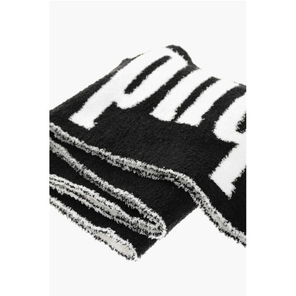 Two-Tone Fuzzy Scarf with Maxi Logo and Fringes