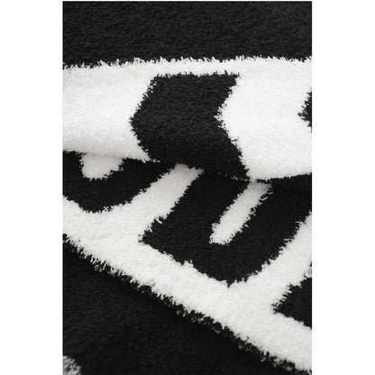 Two-Tone Fuzzy Scarf with Maxi Logo and Fringes