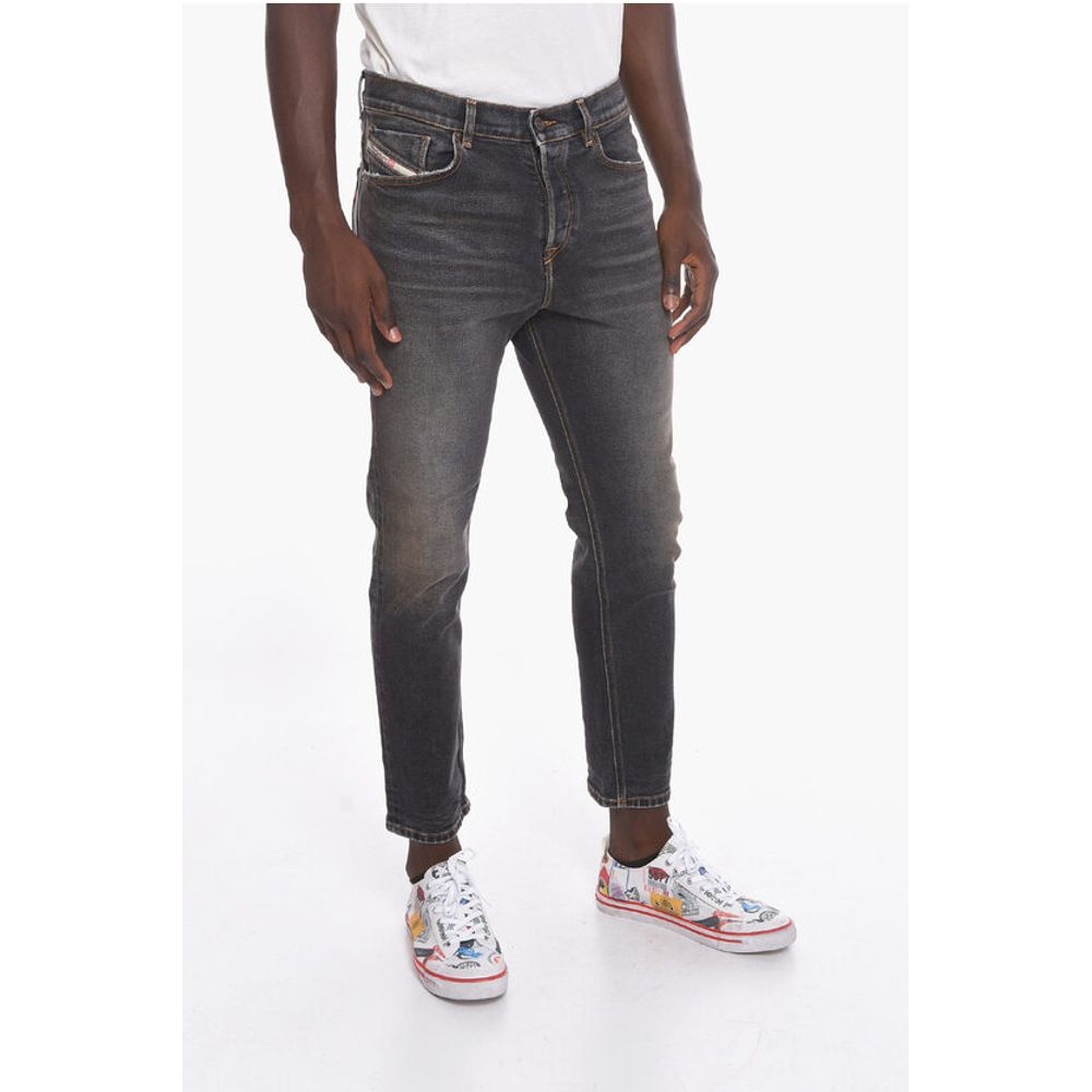 D-FINING Cropped Denims with Distressed Effect 17cm