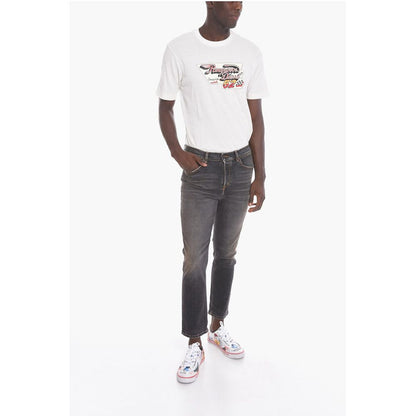 D-FINING Cropped Denims with Distressed Effect 17cm