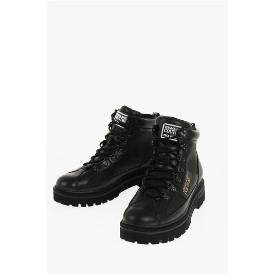 JEANS COUTURE Leather and Fabric SYRIUS Combat Boots with Co