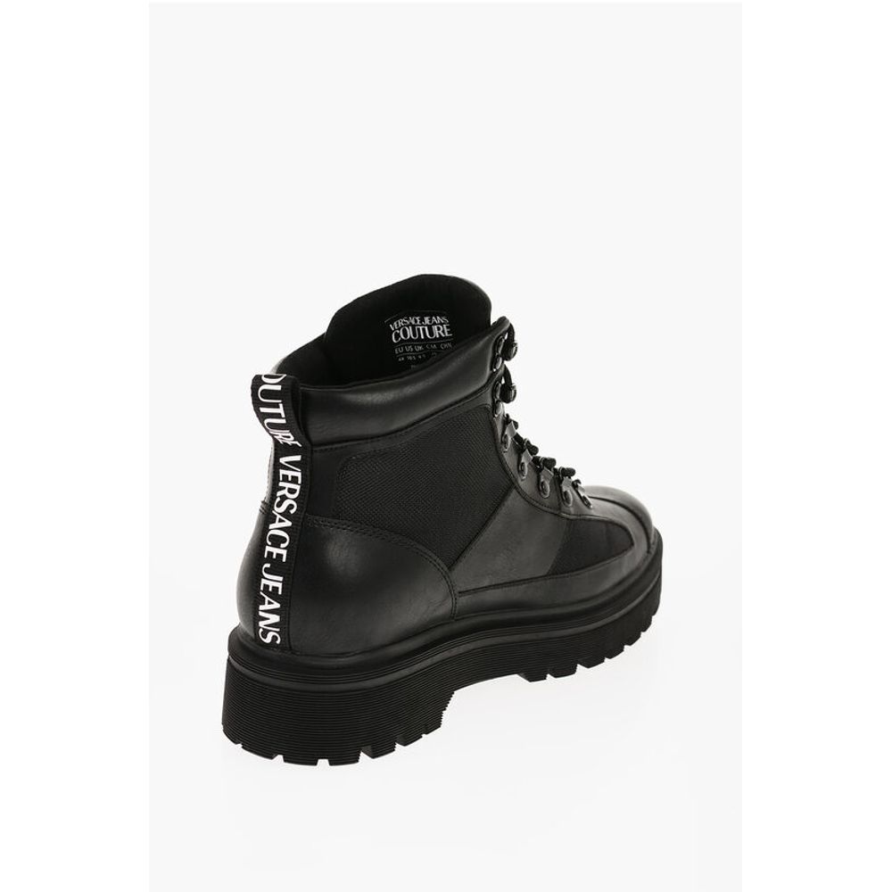JEANS COUTURE Leather and Fabric SYRIUS Combat Boots with Co