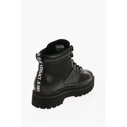 JEANS COUTURE Leather and Fabric SYRIUS Combat Boots with Co