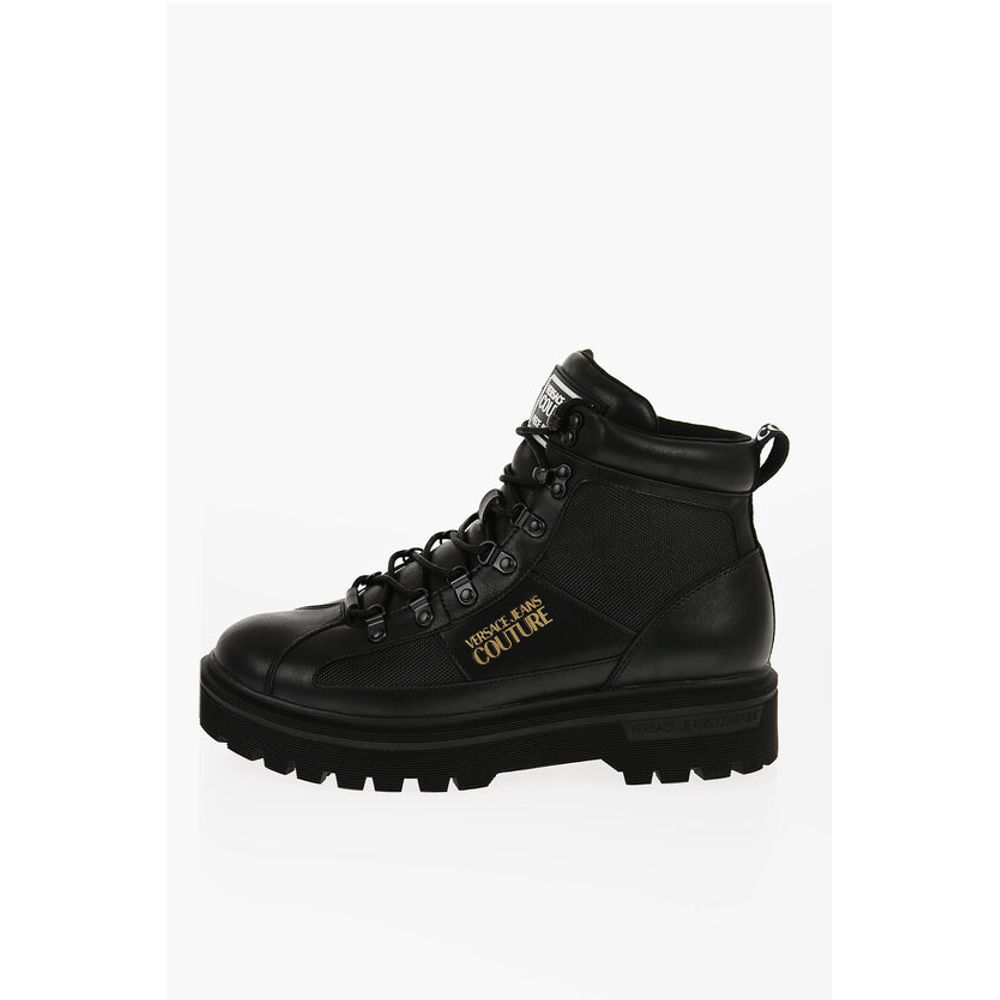 JEANS COUTURE Leather and Fabric SYRIUS Combat Boots with Co