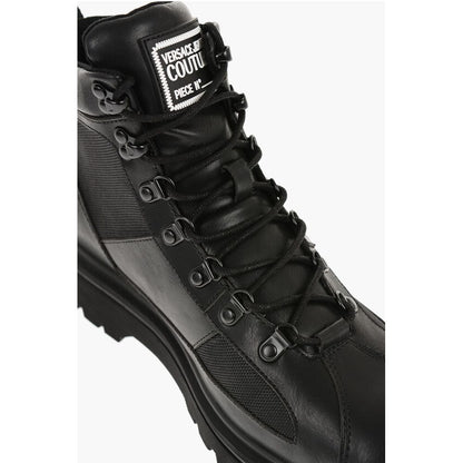 JEANS COUTURE Leather and Fabric SYRIUS Combat Boots with Co